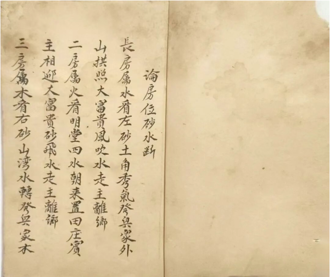 风水古籍《论房位砂水断》