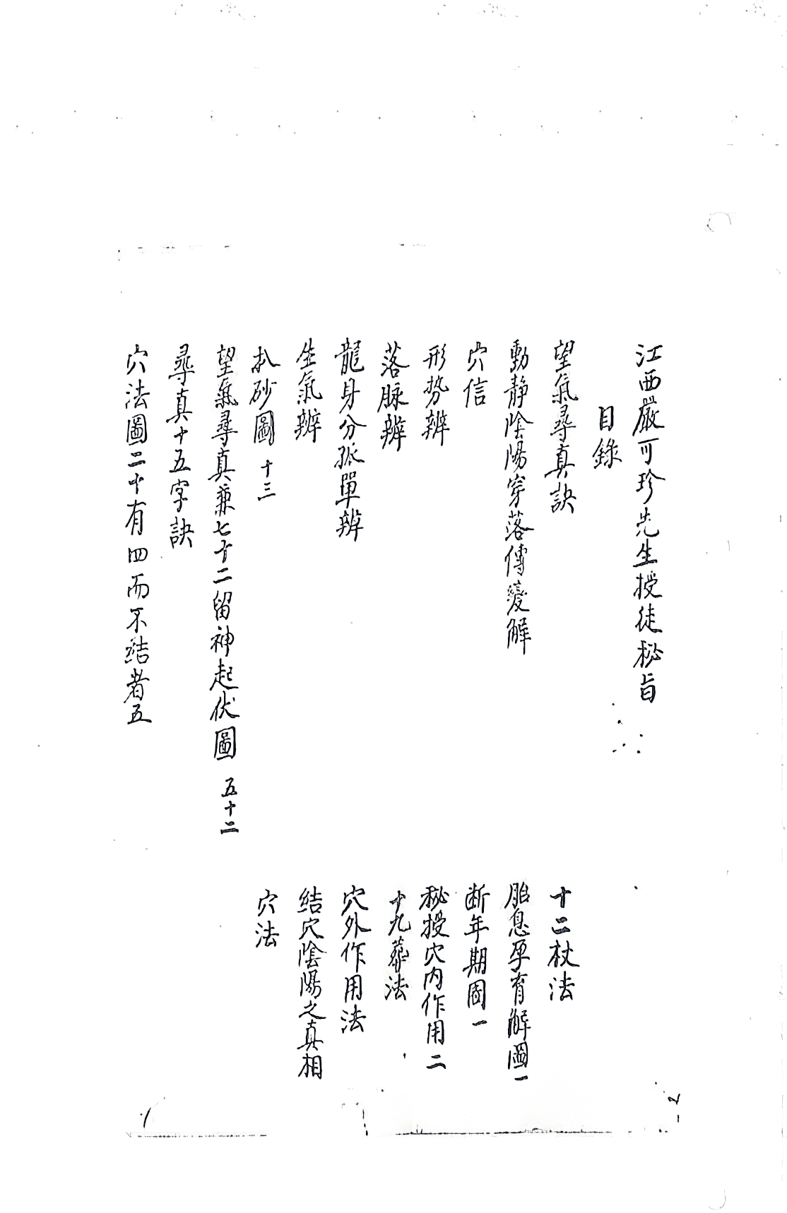 风水真本古籍《江西严可珍先生授徒秘旨》清抄本(图1)