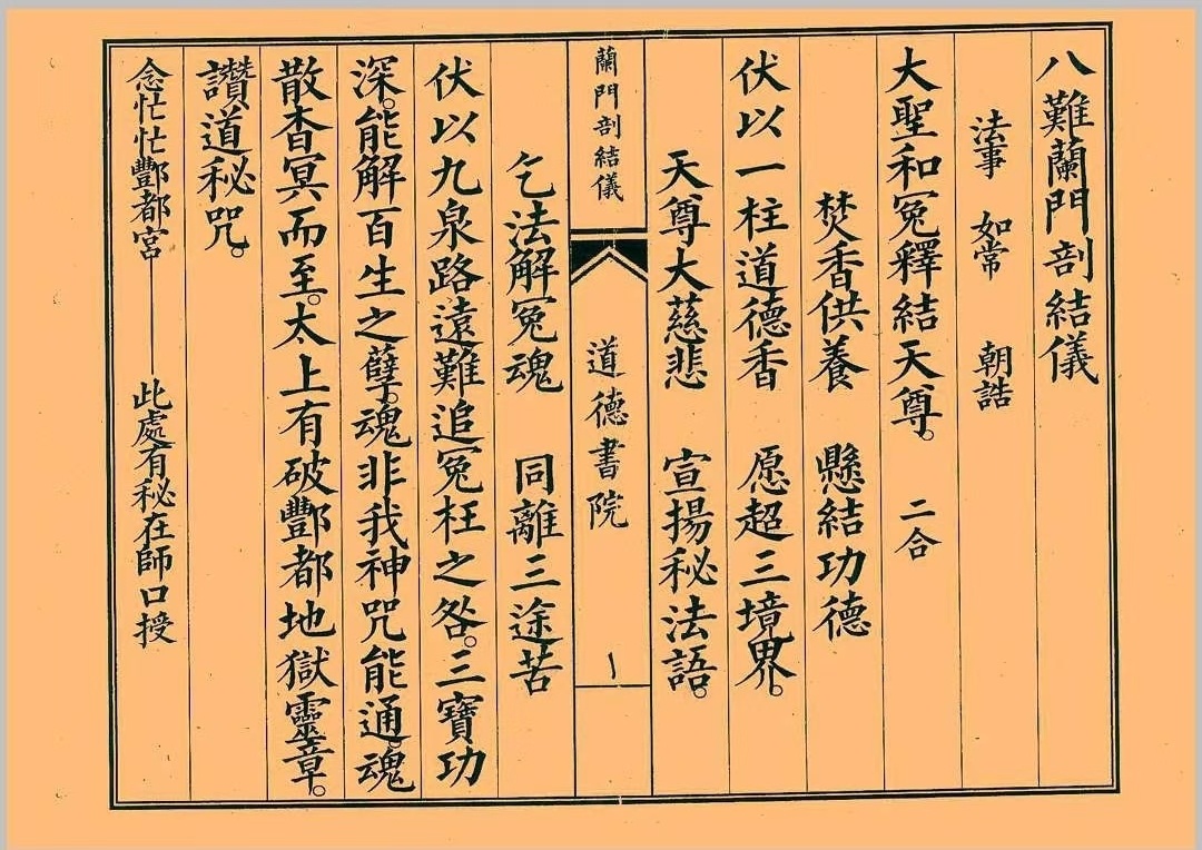 道家科仪书籍《八难兰门剖结义》(图1)