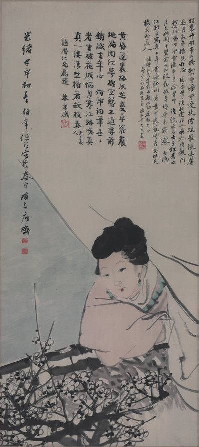 清_任伯年_梅花仕女图纸本辽_(6024×13504 – 360dpi)(图1)