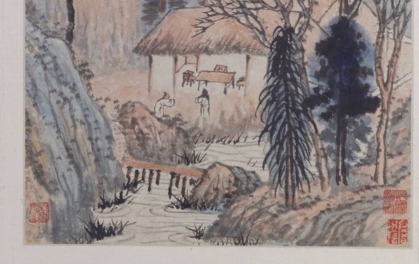 清_石涛_渊明诗意册页_清晨闻叩门-倒裳往自开。_问子为谁与？田父有好_(5182×3263 –(图5)