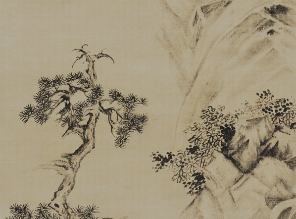 明_蓝瑛_山水人物图_绢本_(4712×13937 – 300dpi)(图3)
