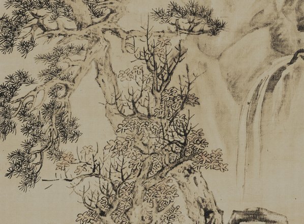 明_蓝瑛_山水人物图_绢本_(4712×13937 – 300dpi)(图4)