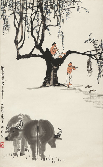近代_李可染_夏日牧牛图_纸本_(5990×9762 – 72dpi)(图1)
