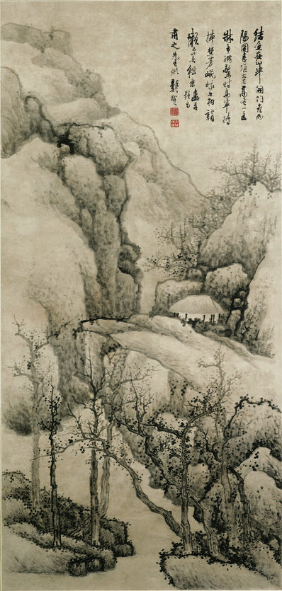 清_龚贤_山水图_纸_(10009×21005 – 450dpi)(图1)