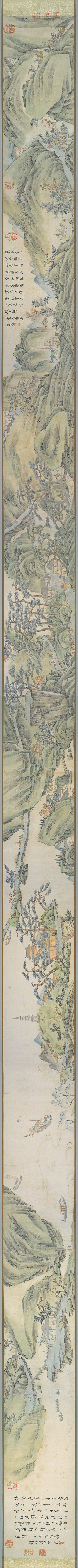 明_萧云从_秋山行旅图卷_全卷_纸本_东_(63890×3189 – 300dpi)(图1)