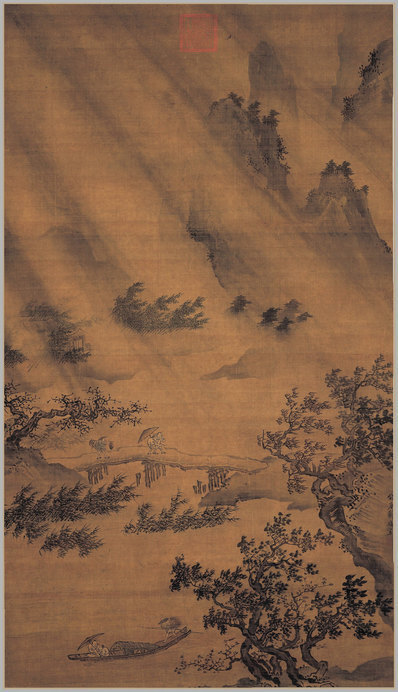 明_戴进_风雨归舟图_(4500×7827 – 300dpi)(图1)