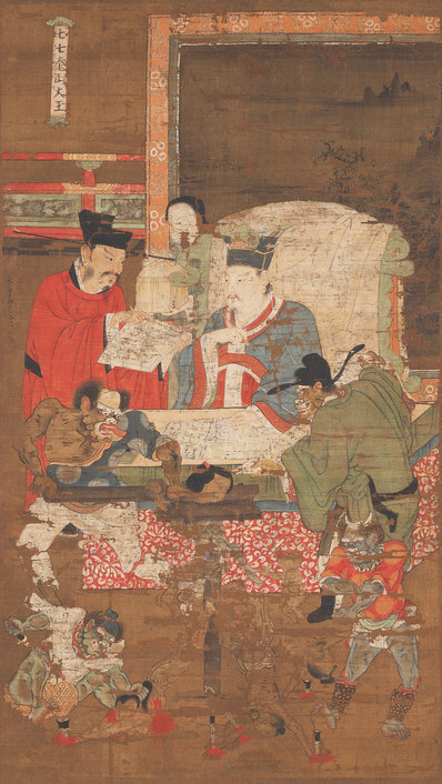 元_陆仲渊_十王图之泰山王绢本_(4961×8800 – 300dpi)(图1)