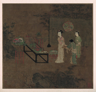 宋_佚名_盥手观花图四方镜片_(4071×3898 – 300dpi)(图1)
