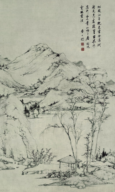 清_查士标_青山卞居轴天_(6496×10819 – 300dpi)(图1)