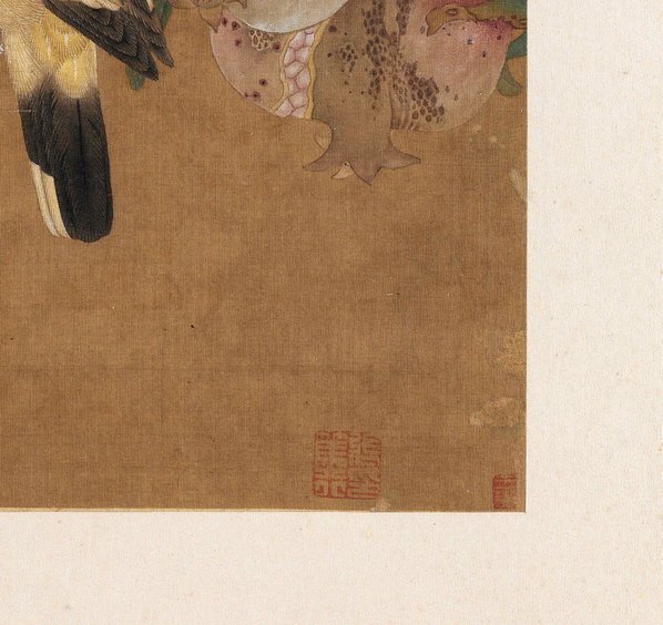 宋_佚名_传毛益_榴枝黄鸟图_绢本_(5278×4980 – 300dpi)(图5)
