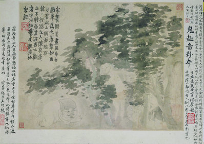 清_金农_人物山水图_第六开-宋龚开善画_(5029×3556 – 300dpi)(图1)