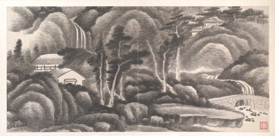 清_龚贤_十二月令山水册页_G2_(6045×3000 – 300dpi)(图1)