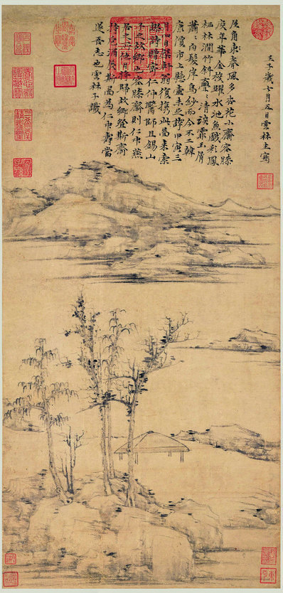 元_倪瓒_容膝斋图轴纸本_(4197×8799 – 300dpi)(图1)