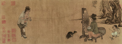 宋_王居正_纺车图_绢本_(13302×4864 – 475dpi)(图1)