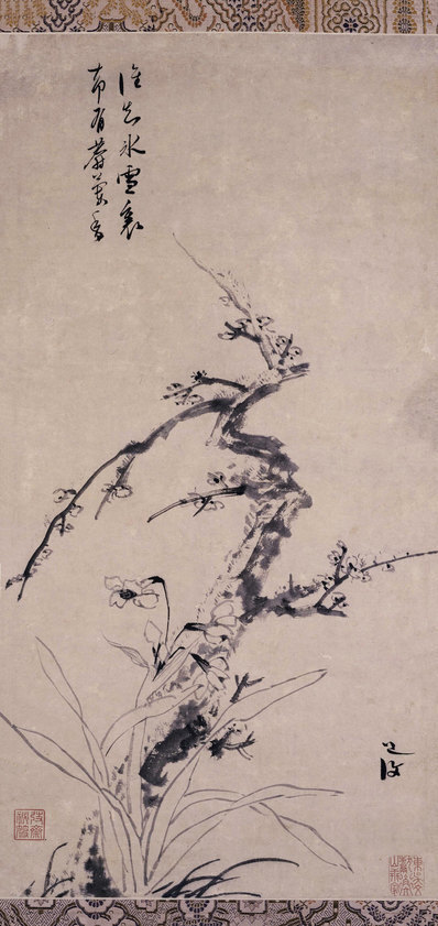 明_陈淳_梅花水仙图轴纸本_北_(4134×8740 – 300dpi)(图1)