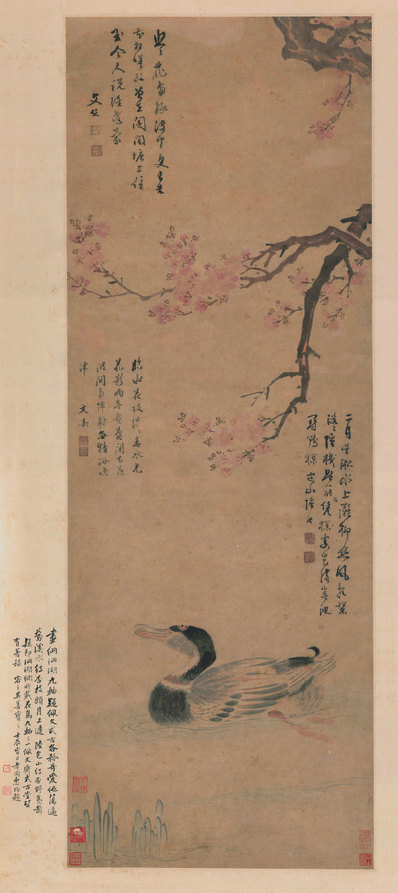 明_陆治_红杏野凫图轴_纸本_(6592×14784 – 300dpi)(图1)