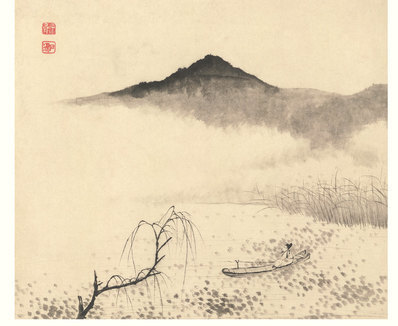 明_石涛_设色山水册纸本_8_(4171×3418 – 300dpi)(图1)