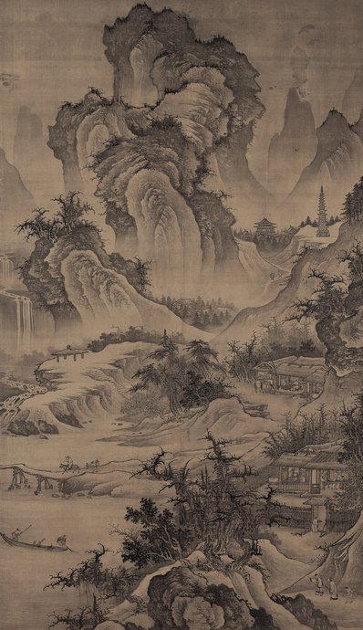 明_李在_山庄高逸图_绢_(2764×4795 – 78dpi)(图1)