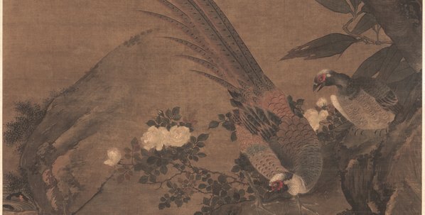 清_尤萃_花鸟珍禽图_杏花双雉图_绢本_(11537×23361 – 300dpi)(图4)