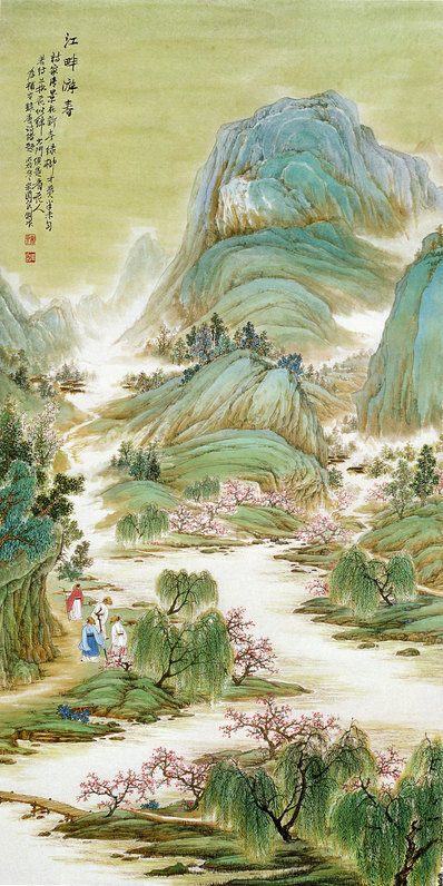 近代_江畔游春图_青绿山_(4800×9600 – 72dpi)(图1)