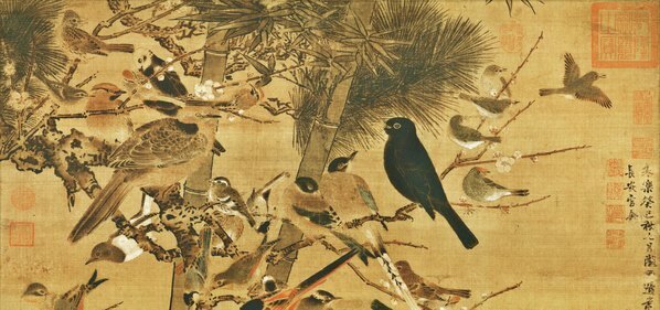 明_边景昭_三友百禽图绢本克利夫兰_绢_(9560×17953 – 300dpi)(图2)