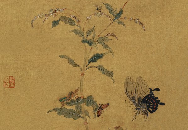 清_金钥_蔡含秋_花蝴蝶图绢本_(3445×9515 – 250dpi)(图3)