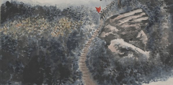 近代_唐云_双马石山水图轴_(4032×7892 – 72dpi)(图5)