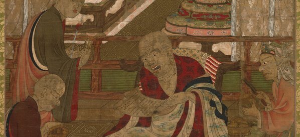 五代_高僧贯休_十六罗汉像_戎博迦尊者唐卡布本_北_(9702×17717 – 300dpi)(图3)