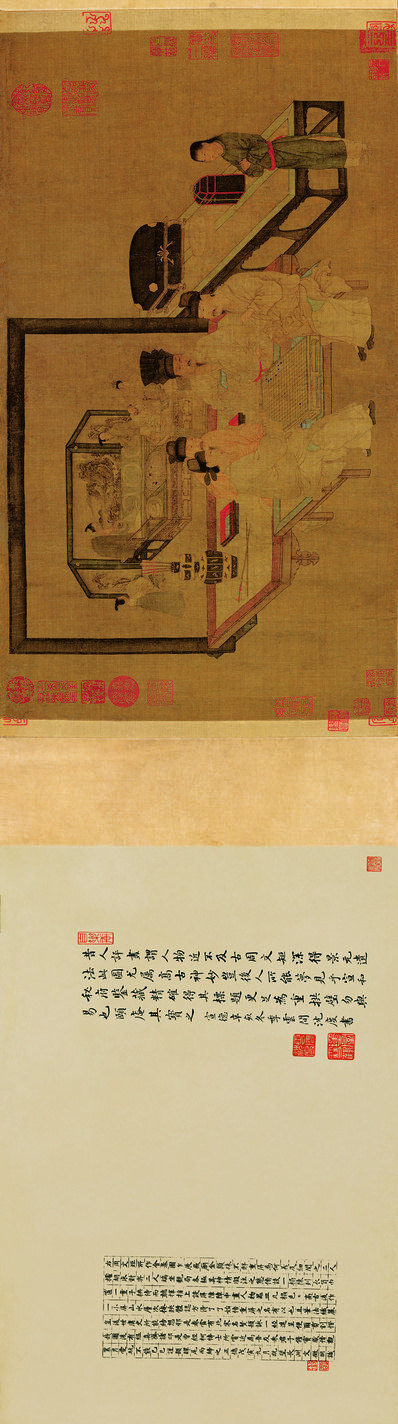 五代_周文矩_重屏会棋图卷_绢本_(13383×3740 – 237dpi)(图1)