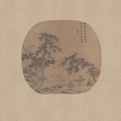 元_朱德潤_松礀橫琴_(5512×5512 – 350dpi)(图1)
