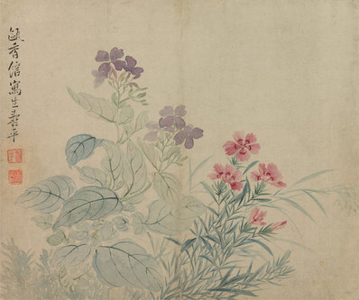 清_恽寿平_山水花卉_花卉图冊之四-豆花石_(4002×3345 – 96dpi)(图1)