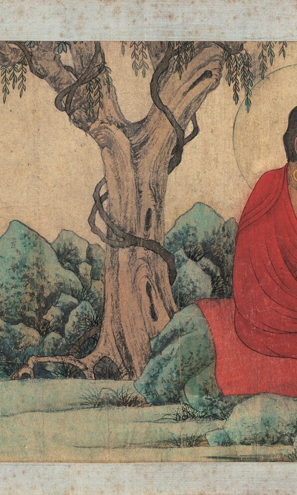 元_赵孟_红衣西域僧图卷镜片画芯_纸_(10053×4179 – 350dpi)(图3)
