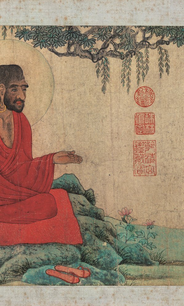 元_赵孟_红衣西域僧图卷镜片画芯_纸_(10053×4179 – 350dpi)(图4)
