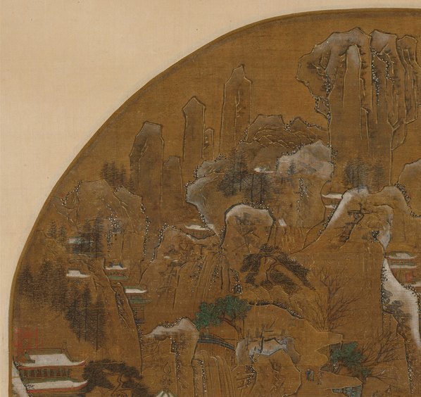唐_李思训_传_京畿瑞雪图纨扇绢本_(10100×9539 – 400dpi)(图2)