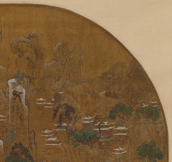 唐_李思训_传_京畿瑞雪图纨扇绢本_(10100×9539 – 400dpi)(图3)