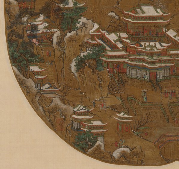 唐_李思训_传_京畿瑞雪图纨扇绢本_(10100×9539 – 400dpi)(图4)