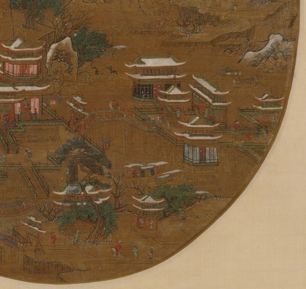 唐_李思训_传_京畿瑞雪图纨扇绢本_(10100×9539 – 400dpi)(图5)