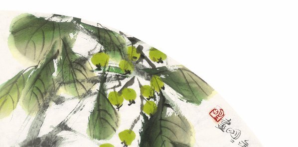 近代_王明明_花鸟扇页_(7703×3821 – 72dpi)(图3)