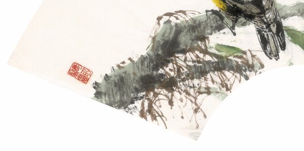 近代_王明明_花鸟扇页_(7703×3821 – 72dpi)(图4)