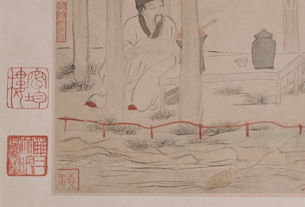 清_金农_人物山水图_第七开-玉川先生煎茶_(4863×3303 – 300dpi)(图4)