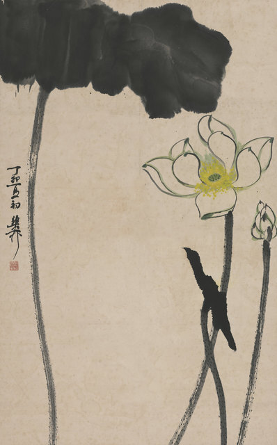 近代_谢稚柳_荷花图轴_(4976×8000 – 72dpi)(图1)