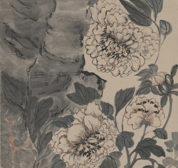 近代_李瑞清_巨石牡丹图轴_(5577×20962 – 72dpi)(图4)