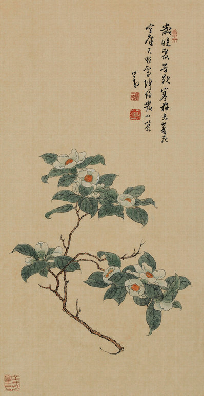 清_溥儒_花哇绢_(6500×12629 – 300dpi)(图1)