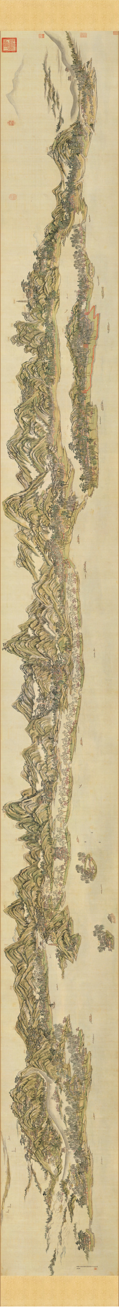 清_王原祁_西湖十景图卷全图_绢本(图1)