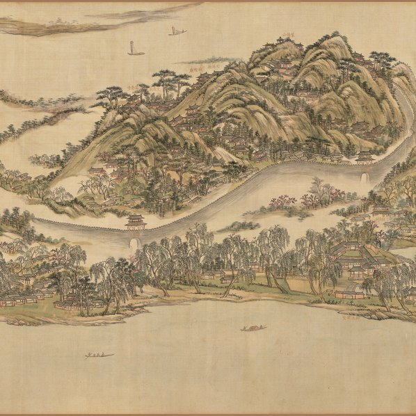 清_王原祁_西湖十景图卷全图_绢本(图2)