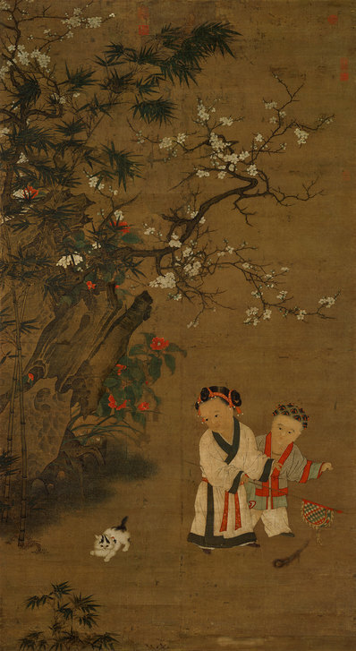 宋_佚名_传苏汉臣_冬日戏婴图轴_绢本_(8457×15457 – 200dpi)(图1)