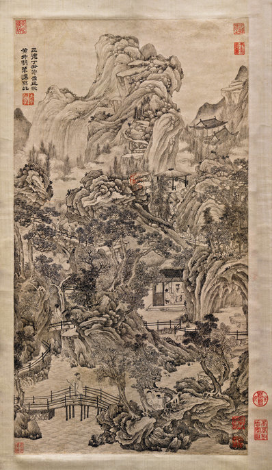 明_谢时臣_仿王蒙山水图南_(3898×6714 – 300dpi)(图1)
