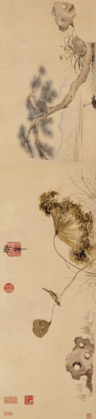 明_朱瞻基_莲浦松吟荫图卷纸_(16074×3685 – 300dpi)(图1)