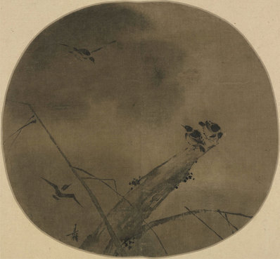 宋_梁楷_疏柳寒鸦_(5822×5404 – 450dpi)(图1)